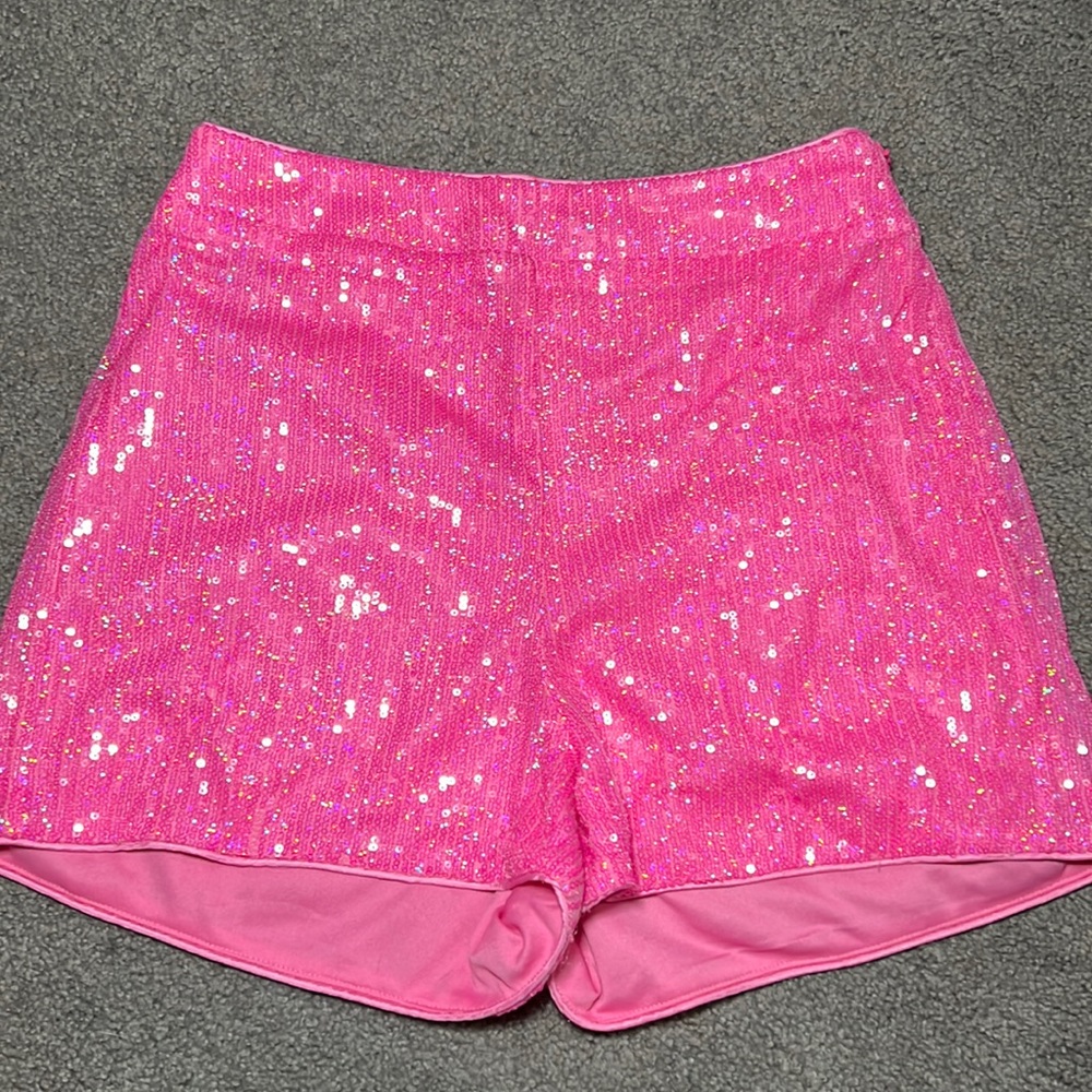Hot pink sequin shorts